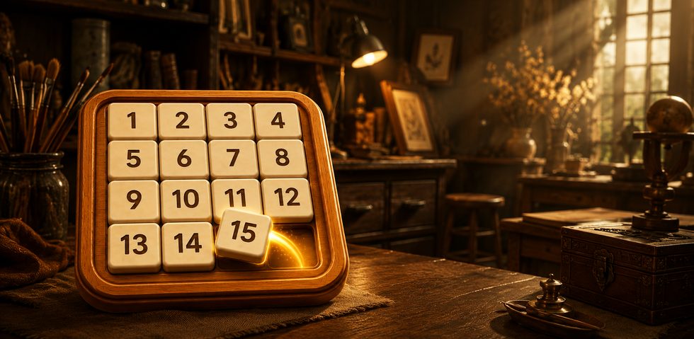 Sliding Puzzle Zen numbered wooden tile board